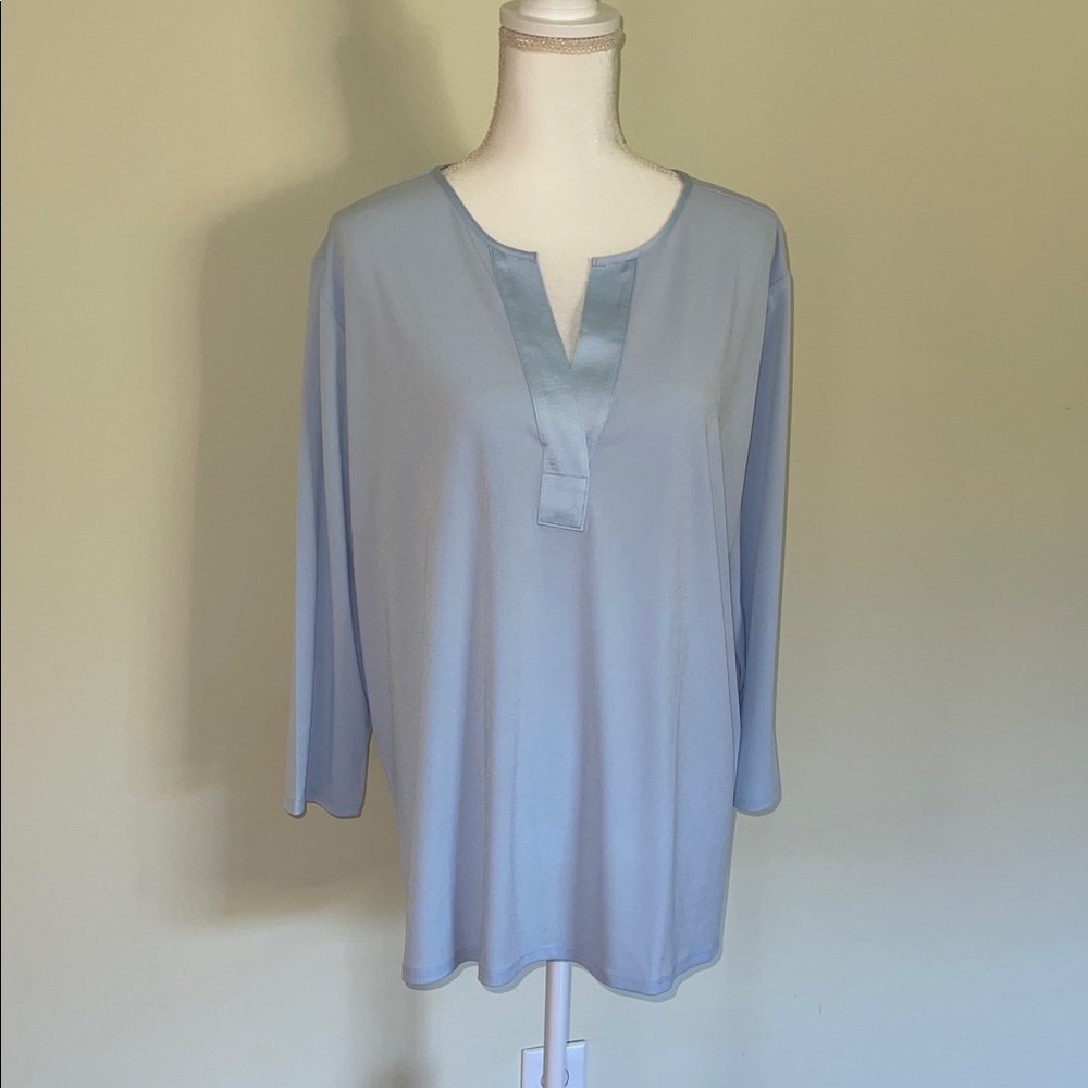 Women's Light Blue V-Neck Top